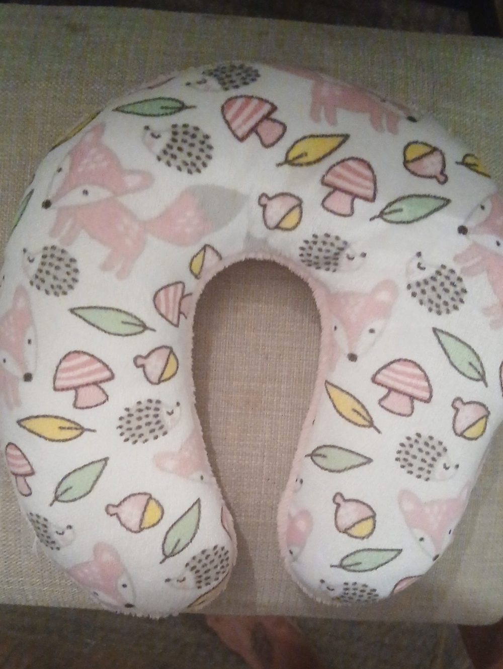Kids Travel Neck Pillow - Pink Fox & Forest Print